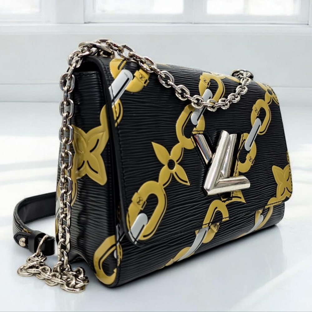 Louis Vuitton Epi Chain Flower Twist MM Black Shoulder Crossbody Bag - Picture 10 of 16